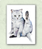 Organic Postcard - Watercolour Cat Washing_