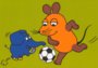 Postcard Sendung mit der Maus | Mouse and elephant play soccer_