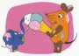 Postcard Sendung mit der Maus | The mouse is feeding the little elephant ice cream_