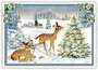 PK 1052 Tausendschön Postcard | Deer at a Christmas Tree_