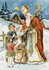 Postcard | Sinterklaas geeft cadeautjes weg aan twee kinderen_