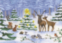 Postcard | Animals in the forest around Christmas tree_