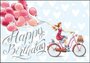Mila Marquis Doppelkarten | Happy Birthday (Frau auf Fahrrad)_