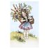 Postcard Ludom | Little girl with a basket full of flowers_