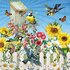 Barbara Behr - Auguri Postcard | sunflowers and blue tits_