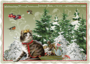 Auguri by Barbara Behr Glitter Postcard | Frohe Weihnachten (Cat)_