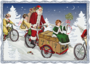 Auguri by Barbara Behr Glitter Postcard | Santa on bicycle_
