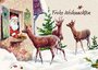 Carola Pabst Postcard | Frohe Weihnachten (Santa, Deer)_
