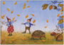 Postcard Daniela Drescher | Pippa and Pelle in the autumn garden_