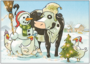 Postcard | Lieselotte with snowman_