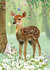 Postcard - m-illu - deer in spring_