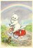 Postcard Racey Helps | White Kitten On A Tricycle_