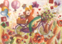 Postcard Romyillustrations - Postmeisje op de fiets_