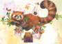 Postcard Romyillustrations - Rode panda op de posttak_