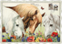Auguri by Barbara Behr Glitter Postcard | Horses_