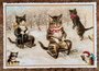 PK 1176 Tausendschön Postcard Christmas – Cats on Sleds_