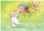 Postcard 379 by Katja Saario - Birthday Bunny with Balloons_