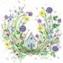 Kerstin Heß Square Postcard | House surrounded by flowers_