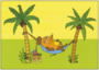 Postcard Sendung mit der Maus | Mouse in hammock under palm trees_