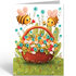 Folded Card with Envelope - Barbara Denef - Bees and flower basket_