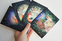 Gold Foil Postcard Lotte Drouen | Spelletje spelen bij het raam met foliedruk_