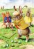 Postcard Racey Helps | Rabbits and Squirrel playing golf_