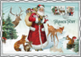 Auguri by Barbara Behr Glitter Postcard Nr. 76 | Frohes Fest (Animals and Santa)_