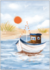 Postcard | Home port (fishing boat in front of dunes)_