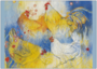 Postcard Loes Botman | Rooster with hens, 2001_