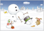 Postcard | Oops... (Rabbit teases snowman)_