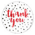 Thank You Circle Sealing Stamp Stickers | Dots Red Watercolor_