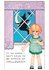 Victorian Halloween Postcard | A.N.B. - Meisje staat voor een raam met daarachter een heks op een bezemsteel_
