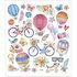 Seal Sticker with Glitter Foil | Bicycles and Hot Air Balloons_